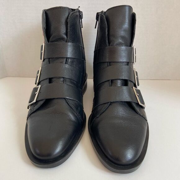 Zara Trafaluc NWOT Black Ankle Boots with Floral Embroidery Buckle Straps US 6 - Picture 7 of 9
